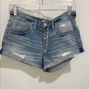 We The Free Blue Jean Shorts High-Waisted Distressed